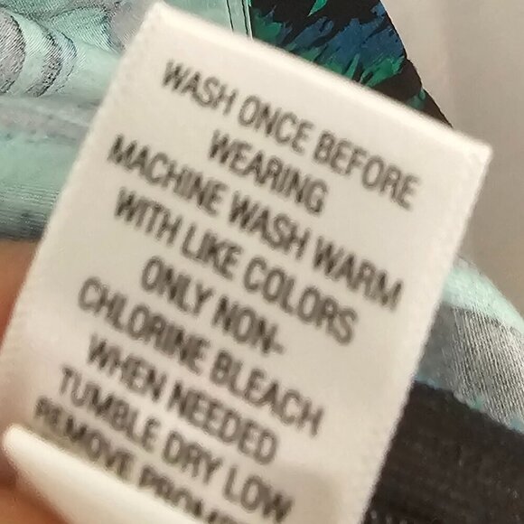 Dana Buchman Green Blue Abstract Peasant Blouse Tunic Retro L - Picture 13 of 14